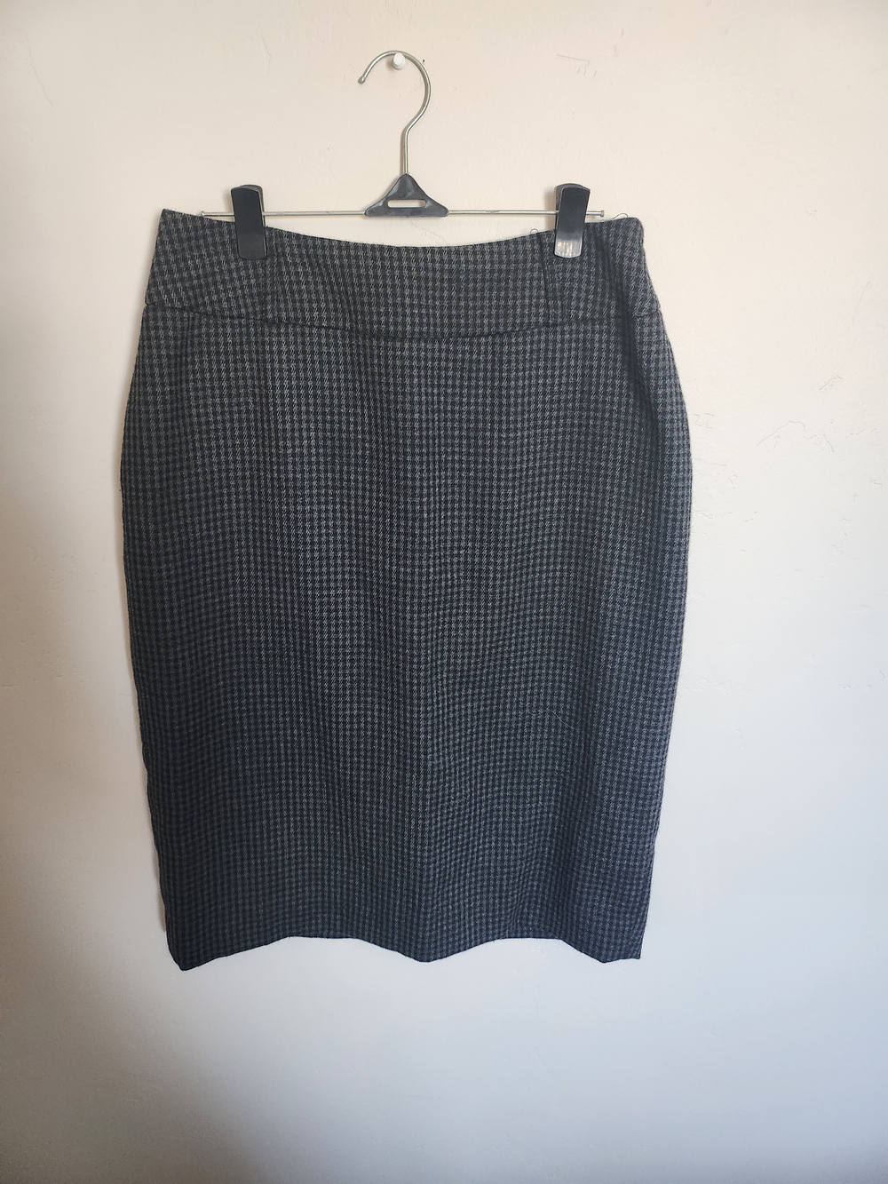 Anne Klein Women's Size 6 P Wool Charcoal Houndstooth Pencil Skirt